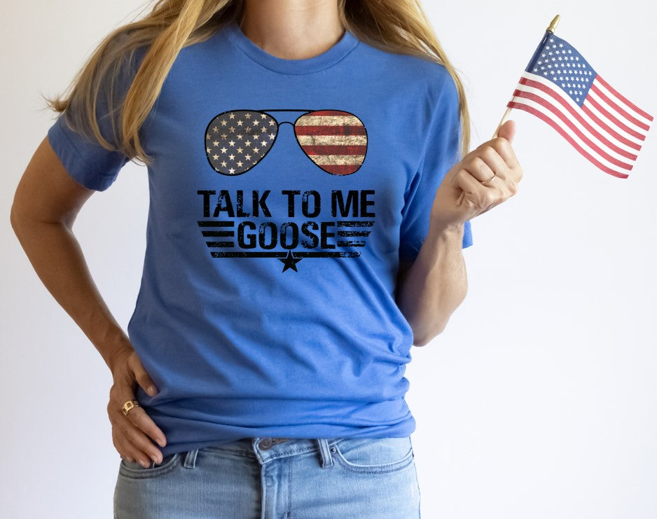 Malyn Grace Talk to Me Goose (American Flag) 2XL / White