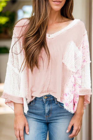 V-Neck Three-Quarter Sleeve Blouse