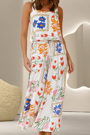 Printed Square Neck Top and Pants Set