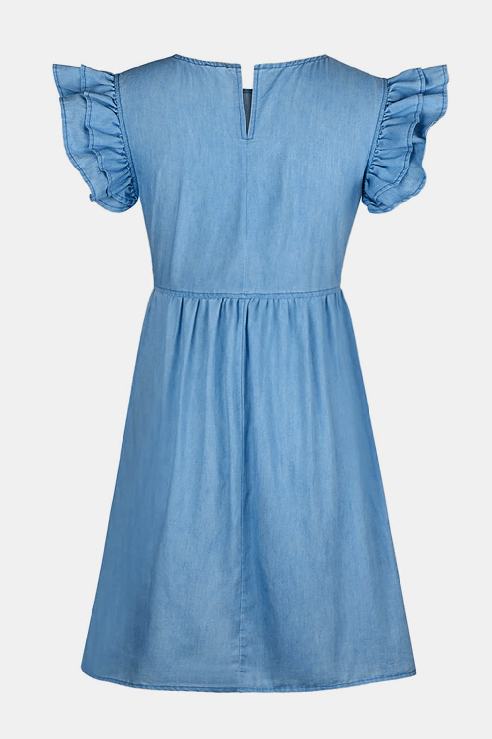round neck denim dress Pansy Scoop Neck Flounce Hem Maxi Dress Denim