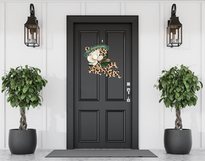 Personalized Louisiana Leopard Magnolia Door Hanger