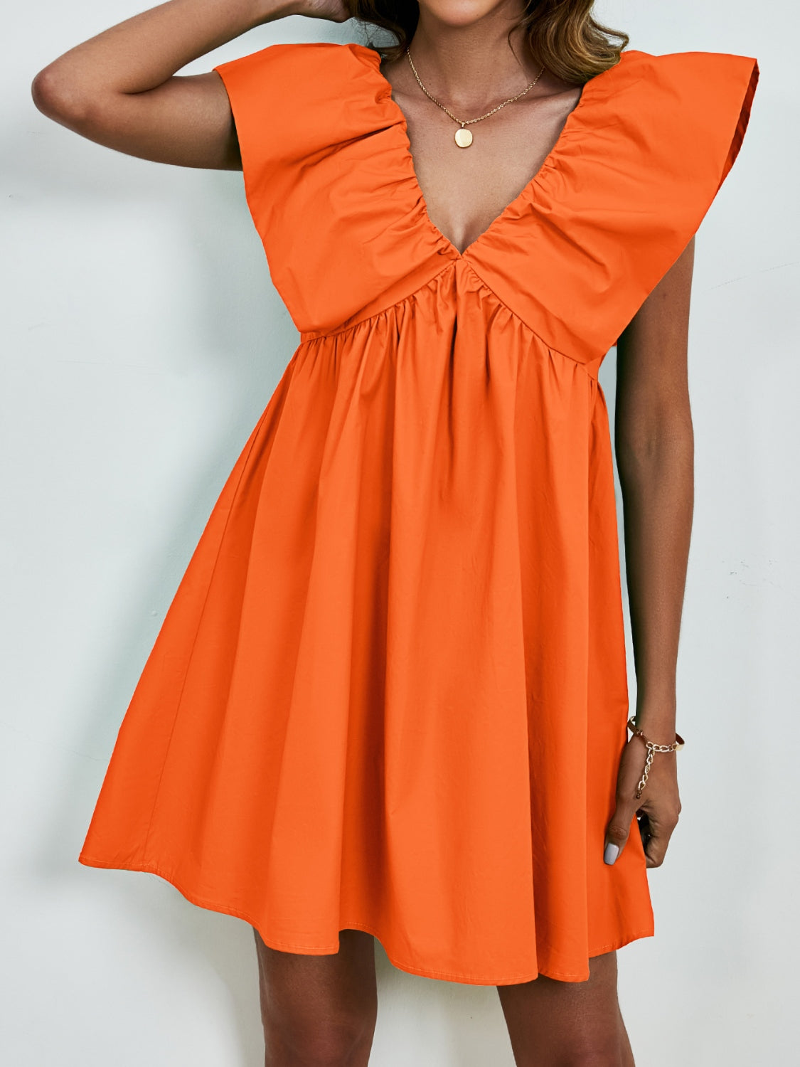 v neck cap sleeve dress V-Neck Cap Sleeve Mini Dress