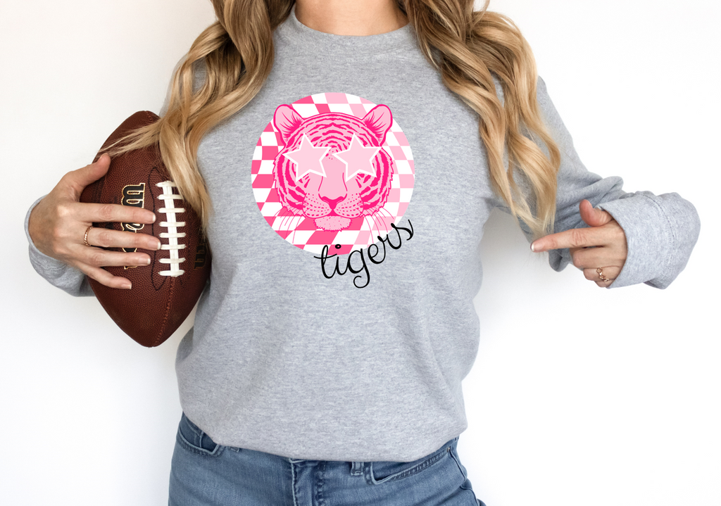Check Out My Pink Tiger - Fleece Crew Sweatshirt