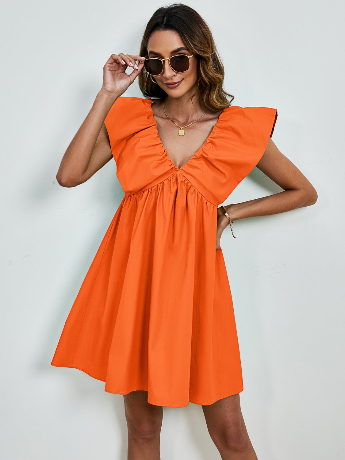 V-Neck Cap Sleeve Mini Dress – Malyn Grace V-Neck Cap Sleeve Mini Dress – Malyn Grace