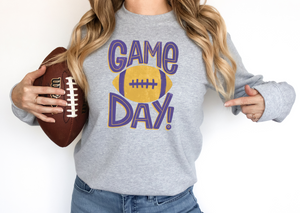 Game Day! (Purple & Gold) - Fleece Crew Sweatshirt