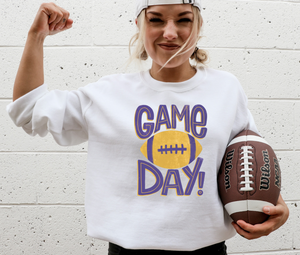 Game Day! (Purple & Gold) - Fleece Crew Sweatshirt