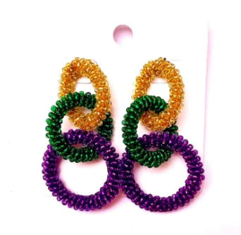 Mardi Gras Chain Link Earrings