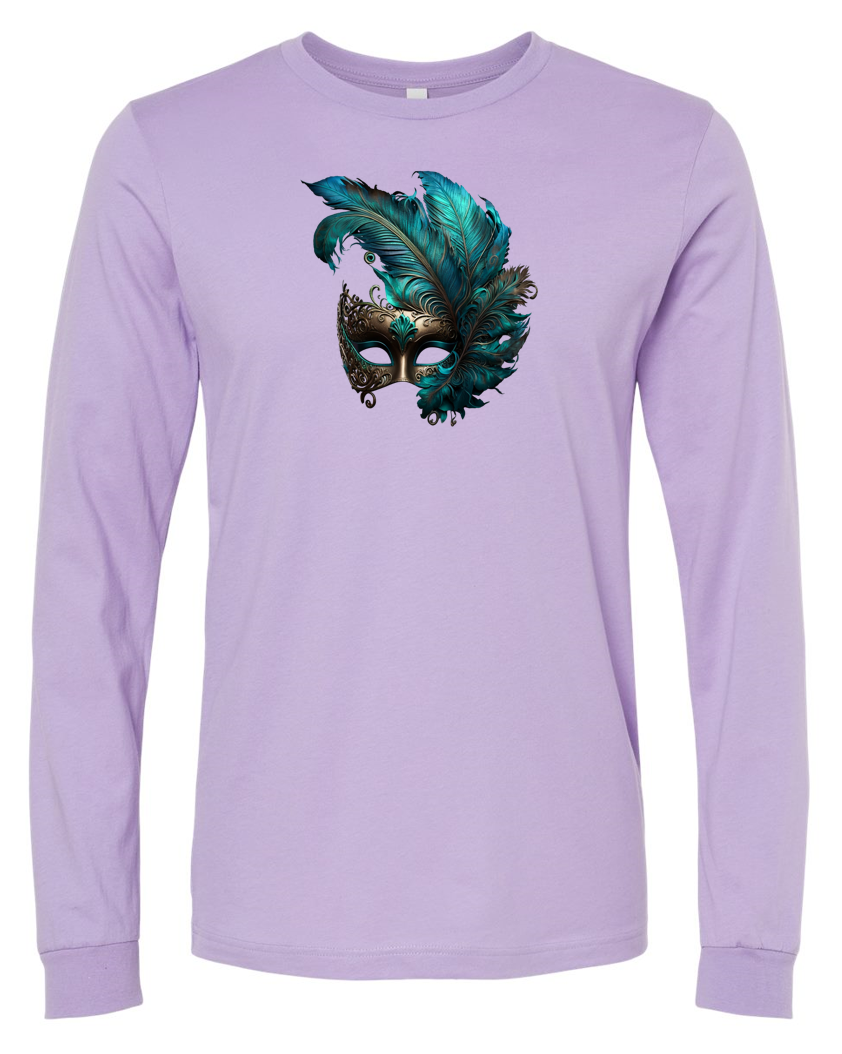 Mardi Gras Turquoise Mask - Long-sleeve