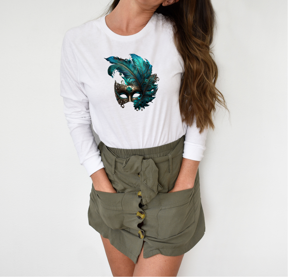 Mardi Gras Turquoise Mask - Long-sleeve