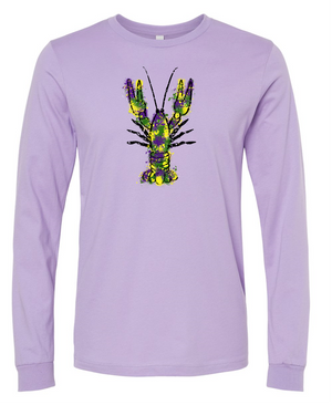 Mardi Gras Watercolor Crawfish - Long-sleeve