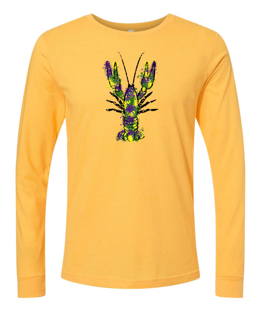 Mardi Gras Watercolor Crawfish - Long-sleeve