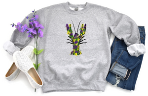 Mardi Gras Watercolor Crawfish - Fleece Crew Sweatshirt