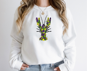 Mardi Gras Watercolor Crawfish - Fleece Crew Sweatshirt