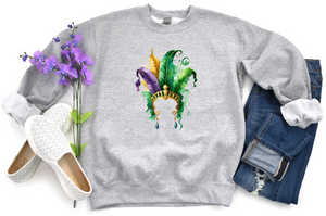 Mardi Gras Watercolor Headdress - Fleece Crew Sweatshirt