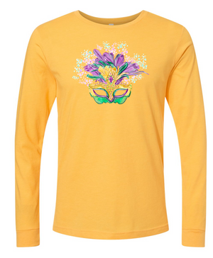 Mardi Gras Watercolor Mask - Long-sleeve