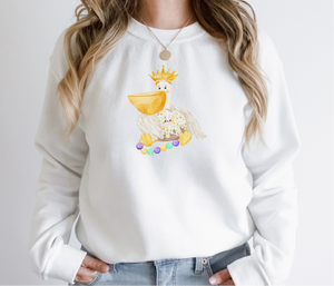 Mardi Gras Watercolor Pelican - Fleece Crew Sweatshirt