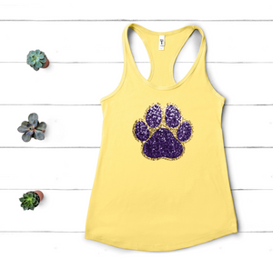 Purple Tiger Paw (faux sequins) - TANK