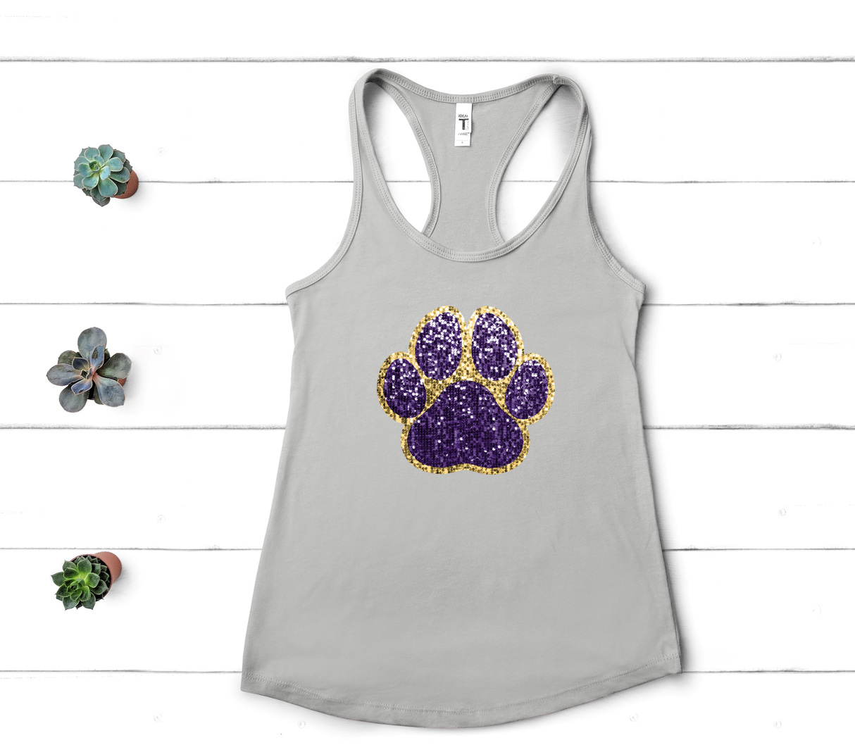 Purple Tiger Paw (faux sequins) - TANK