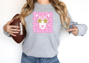 Pink Tigers Rock - Fleece Crew Sweatshirt