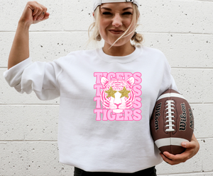 Pink Tigers Rock - Fleece Crew Sweatshirt
