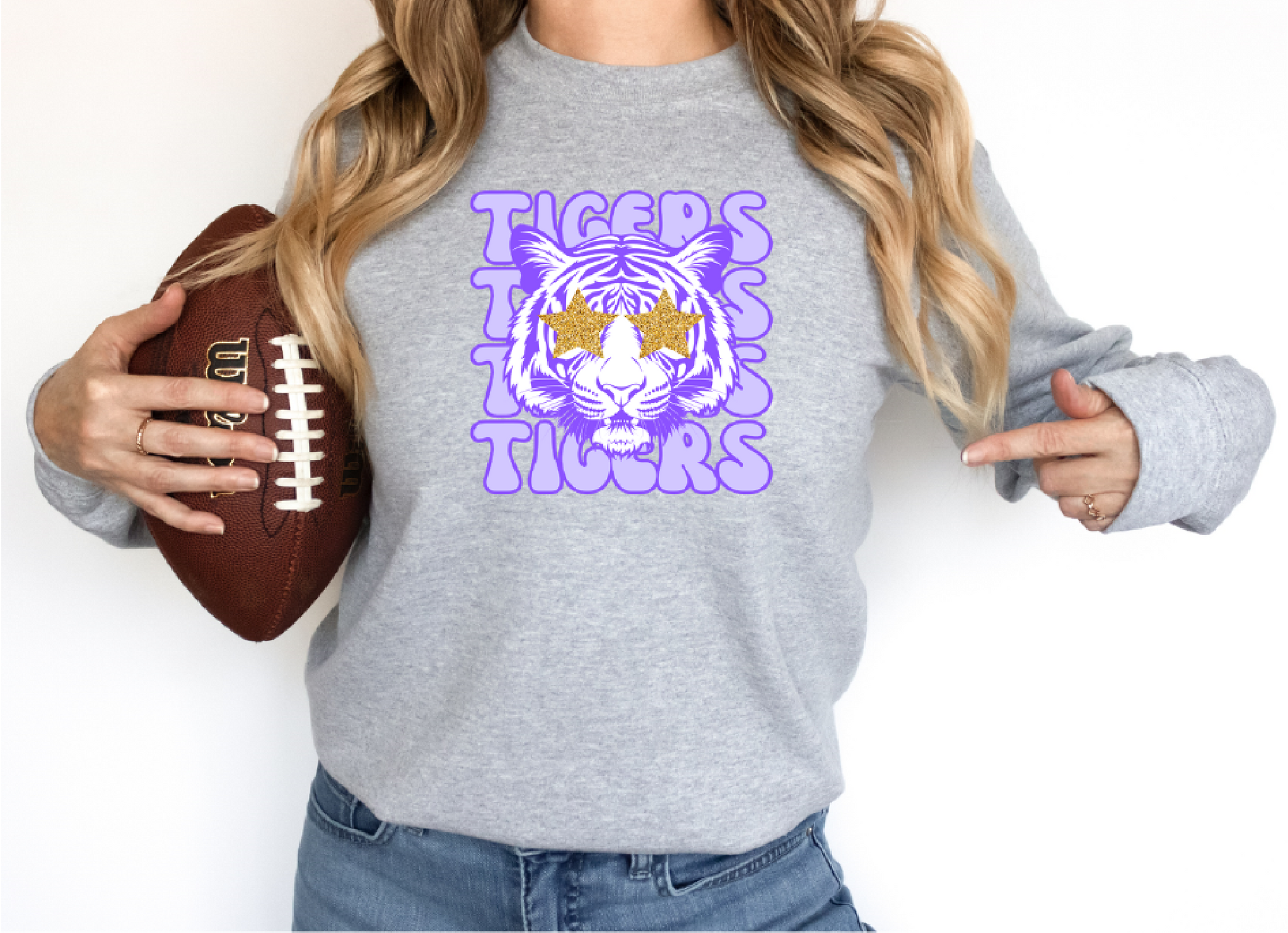 Purple Tigers Rock - Fleece Crew Sweatshirt