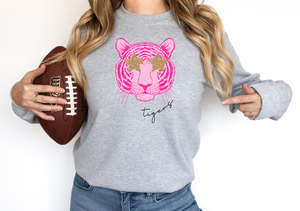 Pink Tigers Shine - Fleece Crew Sweatshirt