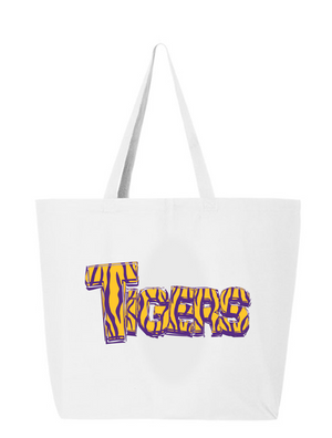 Tigers Bold Stripes PURPLE & GOLD (LARGE TOTE)