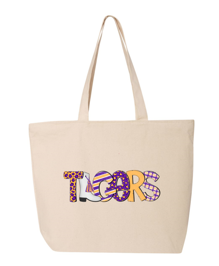 TIGERS Pom Boot Doodle (LARGE TOTE)