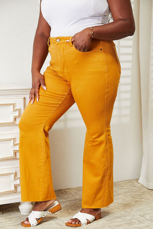Women's High Rise Extra Stretch Bell Bottom Jeans - Mustard