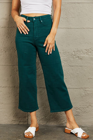 Judy Blue Hailey Tummy Control High Rise Cropped Wide Leg Jeans