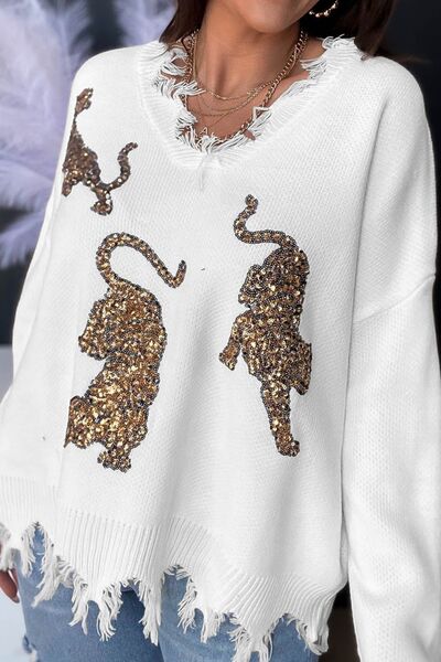 Sequin shoulder fashion sweater