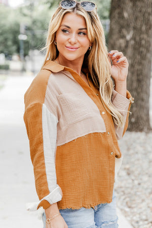 Color Block Collared Top