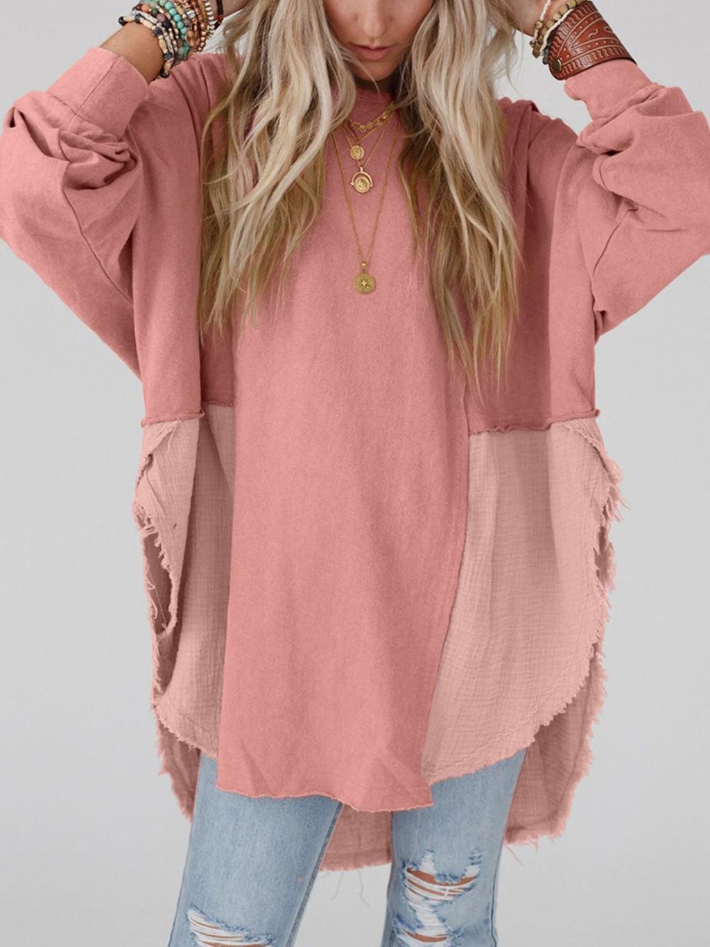 Sweet Grass Curved Hem Dolman Sleeve Top