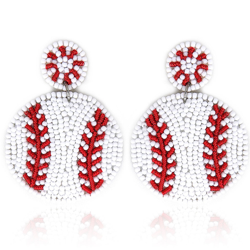 Baseball Beaded Drop Earring