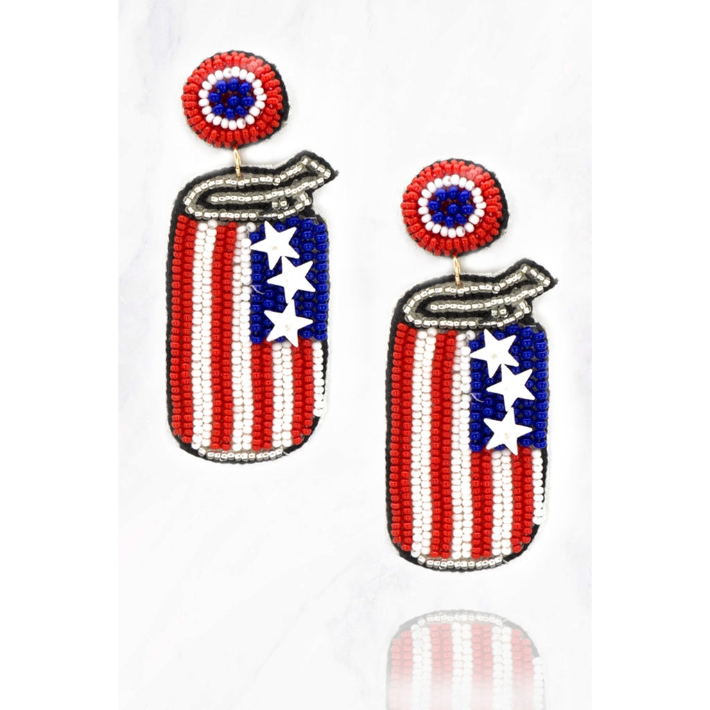 Beaded Patriot Can Earring