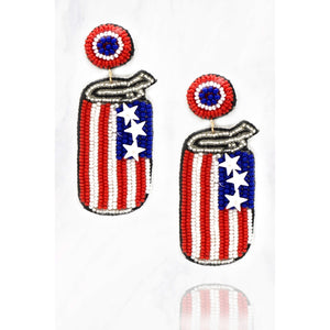 Beaded Patriot Can Earring