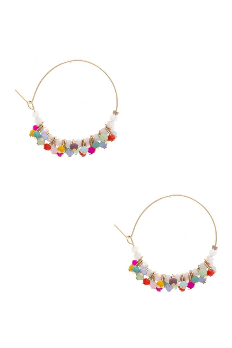 Glass Bead Hoop Earring