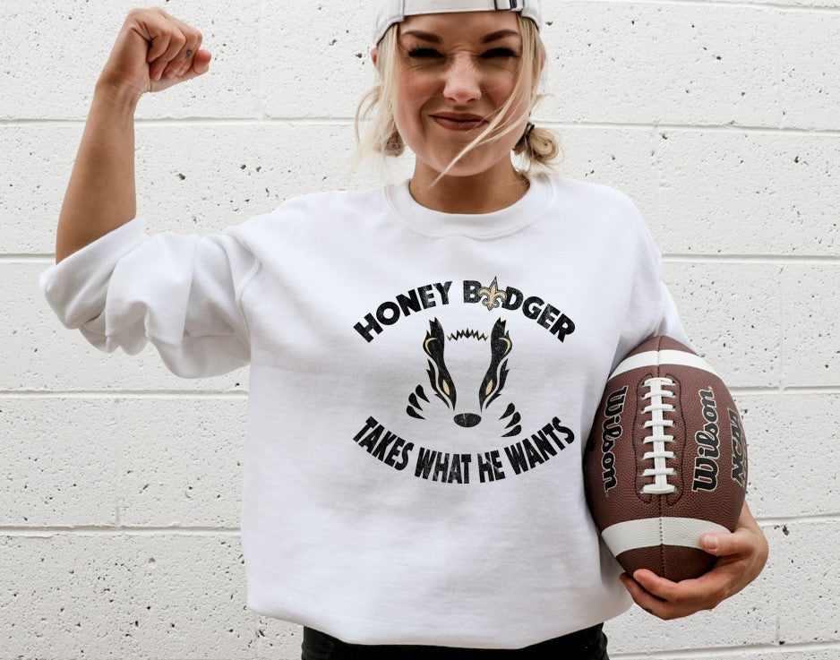 Honey Badger Takes What He Wants - Fleece Crew Sweatshirt