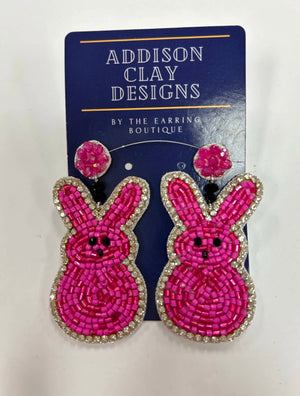 Pink Beaded Peep Earrings