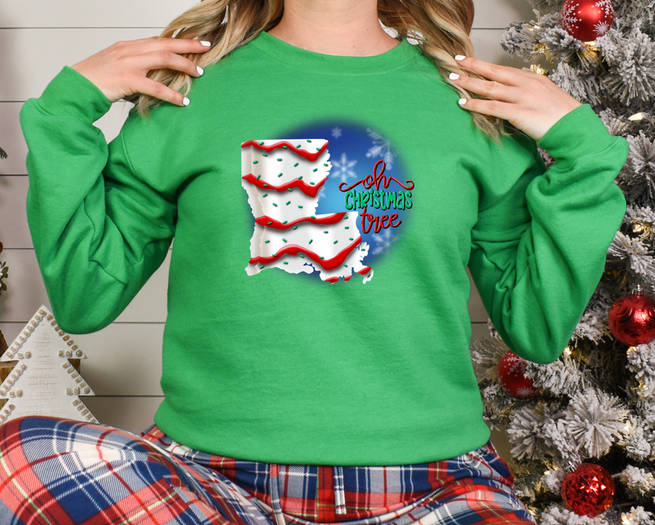 Louisiana Christmas Tree Cake - Fleece Crew Sweatshirt