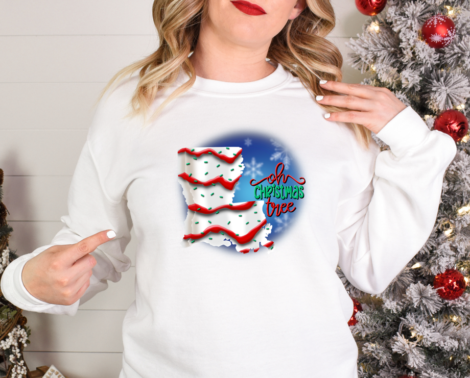Louisiana Christmas Tree Cake - Fleece Crew Sweatshirt