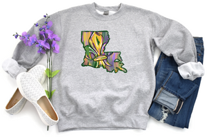 Louisiana Mardi Gras Fleur de Lis - Fleece Crew Sweatshirt