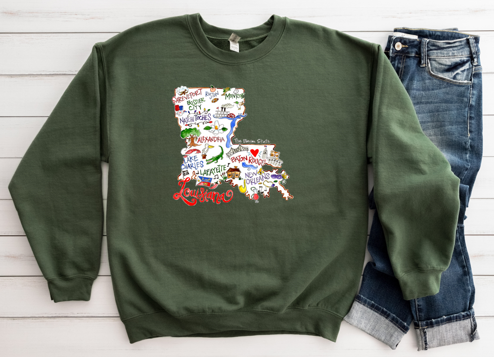 Louisiana - Fleece Crew Sweatshirt