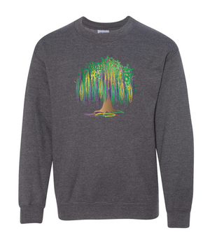 Mardi Gras Bead Tree (YOUTH) - Fleece Crew Sweatshirt