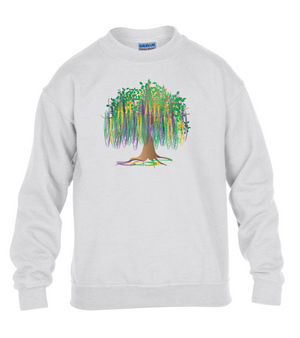 Mardi Gras Bead Tree (YOUTH) - Fleece Crew Sweatshirt