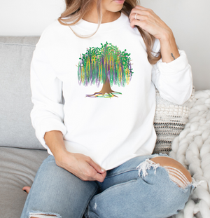 Mardi Gras Bead Tree - Fleece Crew Sweatshirt