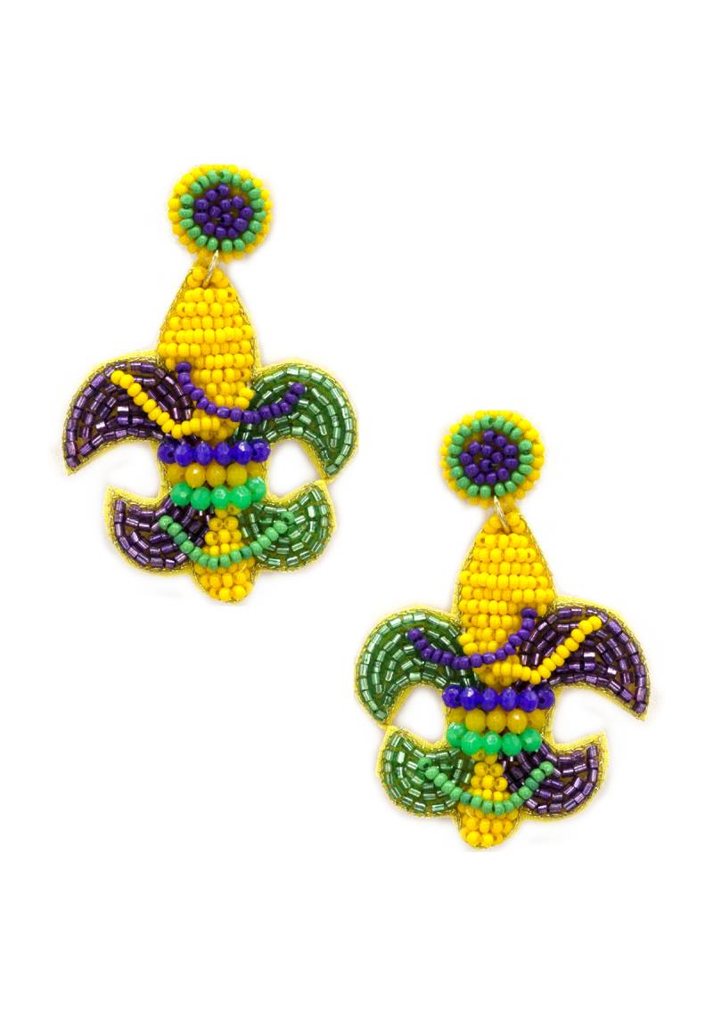 Mardi Gras Fleur De Lis Earring