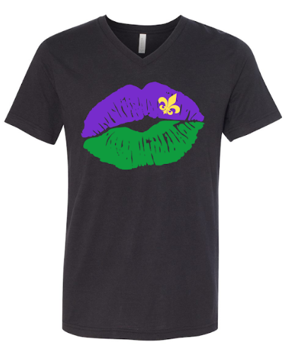 Mardi Gras Lips (v-neck)