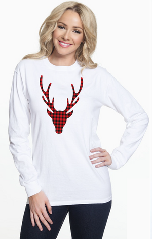 Plaid Reindeer - Comfort Colors Long Sleeve