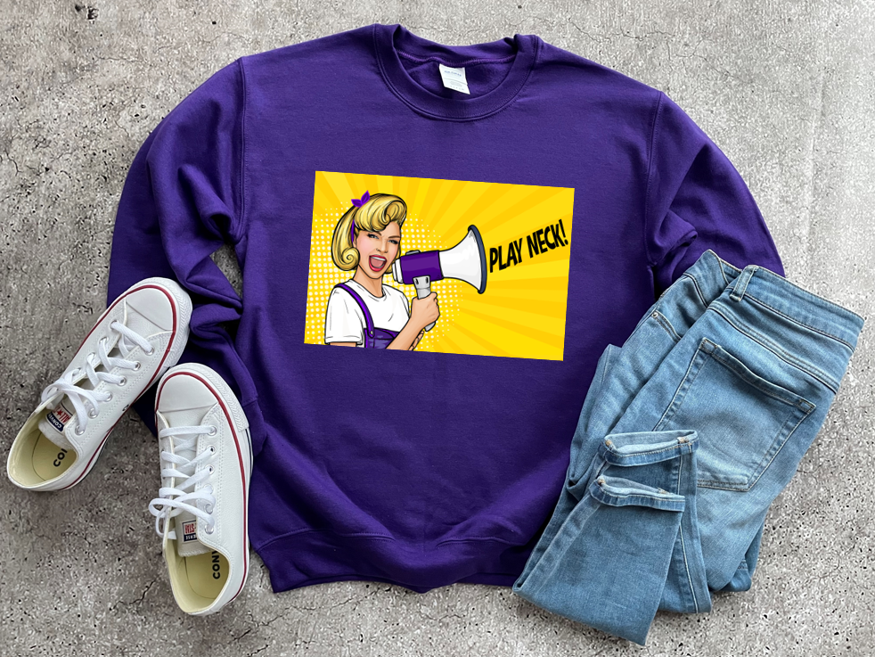 Play Neck Cartoon - Fleece Crew Sweatshirt